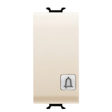 GEWISS GW11153, Buton 1p 250V c.a., No 16A iluminabil, Cu lentilă neutră înlocuibilă, Simbol: clopot, 1 modul, Fildeș, Chorusmart