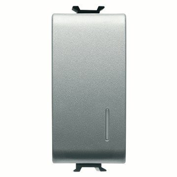 GEWISS GW14132, Push-button 1P 250V AC, NO 16A Illuminable with Diffuser, 1 Module, Titanium, Chorusmart 