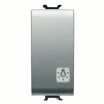 GEWISS GW14151, Buton 1p 250V c.a., No 16A iluminabil, Cu lentilă neutră înlocuibilă, Simbol: lumină, 1 modul, Titan, Chorusmart