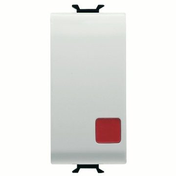 GEWISS GW10138, Push-button 1P 250V AC, NC+NO 16A, Stop, Red Lens, 1 Module, Glossy White, Chorusmart 