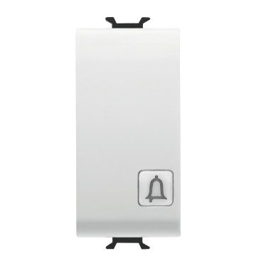 GEWISS GW15153, Buton 1p 250V c.a., No 16A iluminabil, Cu lentilă neutră înlocuibilă, Simbol clopot, 1 modul, Alb satinat, Chorusmart