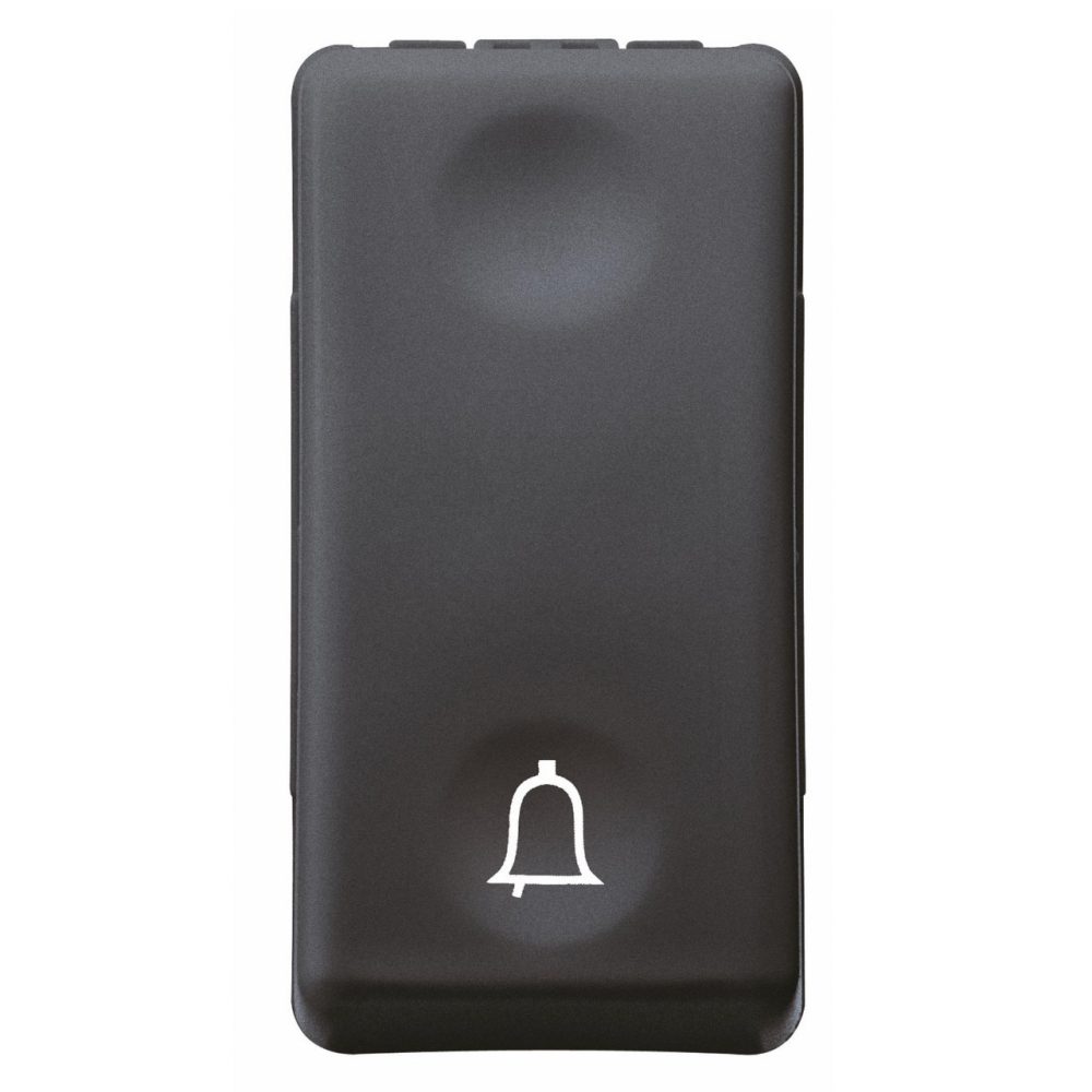 GEWISS GW21512, Push-button 1P 250V AC, NO 10A with Symbol Bell, 1 Module, System Black