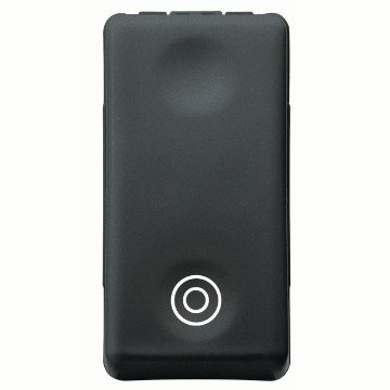 GEWISS GW21517, Push-button 2P 250V AC, NO 10A, Neutral, Symbol Double Circle, 1 Module, System Black 