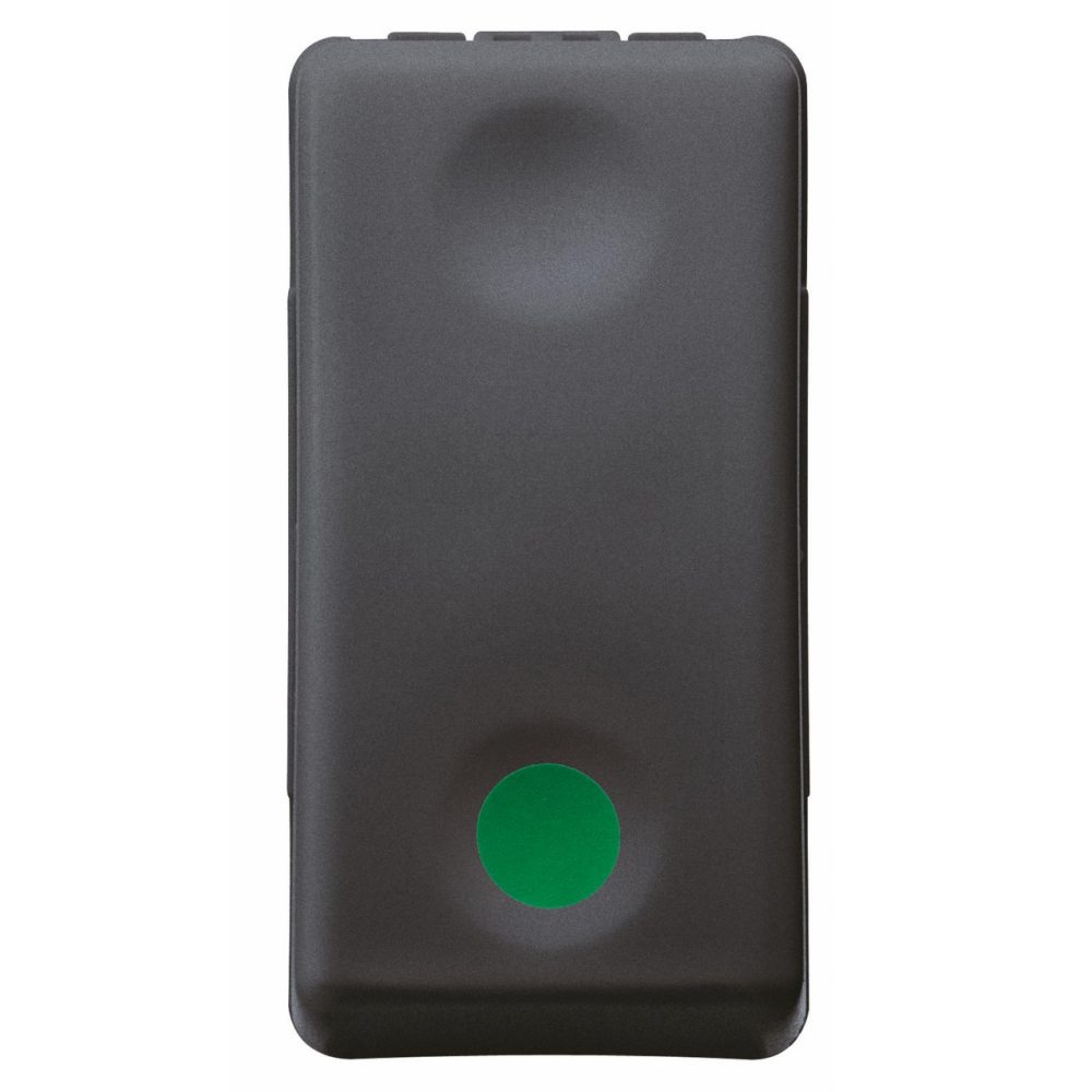 GEWISS GW21522, Push-button 1P 250V AC, NO 10A, Auxiliares Contact NC, Start, Symbol Green, 1 Module, System Black
