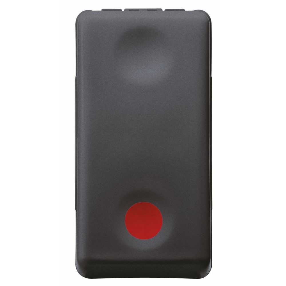 GEWISS GW21523, Push-button 1P 250V AC, NO 10A, Auxiliares Contact NC, Stop, Symbol Red, 1 Module, System Black