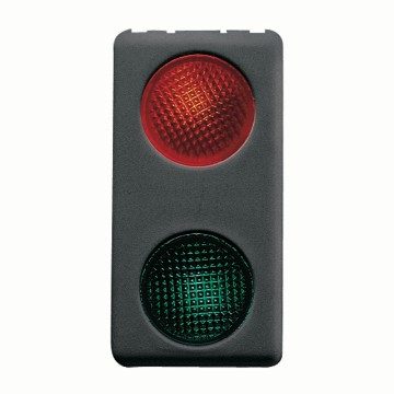 GEWISS GW21607, Double Indicator Lamp, 230V, Red/green, 1 Module, System Black 