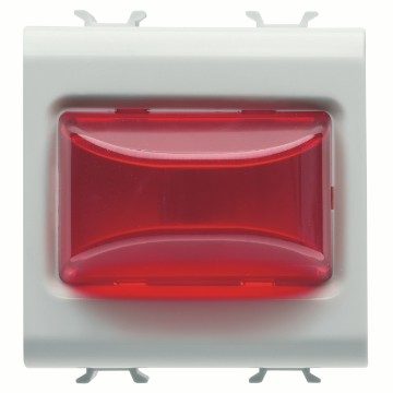 GEWISS GW10633, Protruding Indicator Lamp, 12V AC/DC / 230V AC 50/60Hz, Red, 2 Modules, Glossy White, Chorusmart 