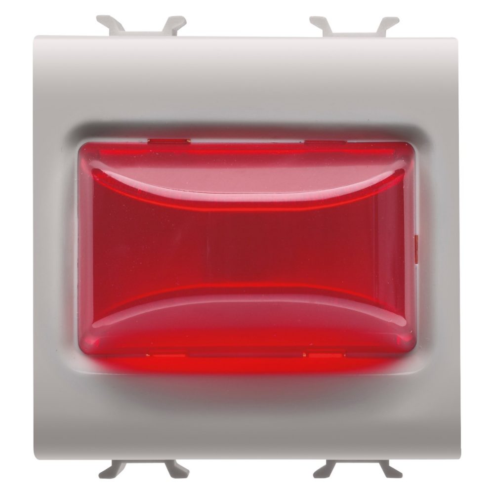 GEWISS GW13633, Lampă indicatoare proeminentă, 12v c.a./c.c. / 230V c.a. 50/60  Hz, Roșu, 2 module, Bej satinat natural, Chorusmart