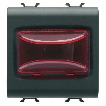 GEWISS GW12633, Protruding Indicator Lamp, 12V AC/DC / 230V AC 50/60Hz, Red, 2 Modules, Satin Black, Chorusmart 