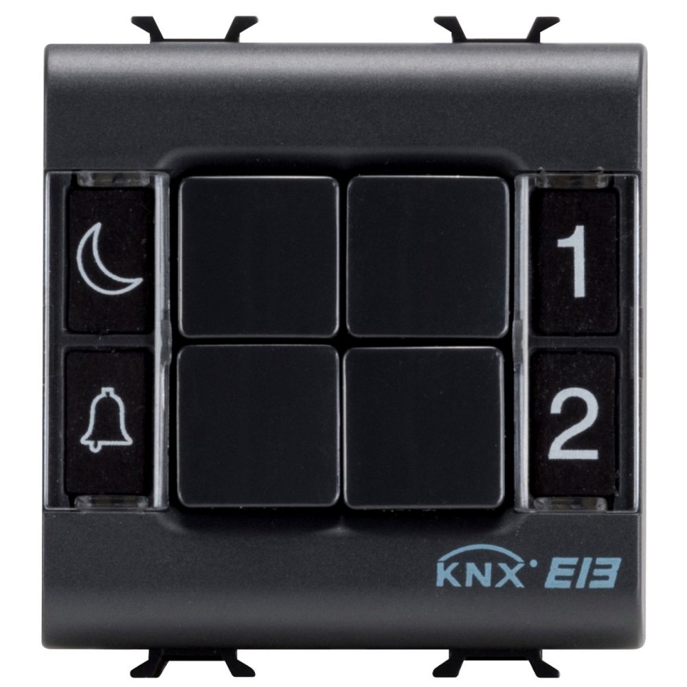 GEWISS GW12782, Push-button Panel, Knx, 4 Channels, 2 Modules, Black, Chorusmart 