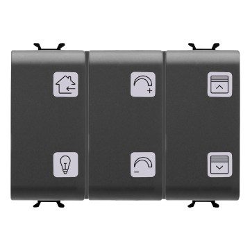 GEWISS GW12785A, Push-button Panel with Interchangeable Symbols with Roller Shutters Actuator, Knx, 6+1 Channels, 3 Modules, Black, Chorusmart 