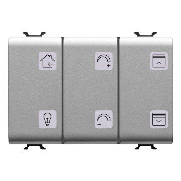 GEWISS GW14783A, Push-button Panel with Interchangeable Symbols, Knx, 6 Channels, 3 Modules, Titanium, Chorusmart 