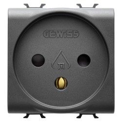 GEWISS GW12281, Israeli Standard Socket Outlet 250V Ac, 2P+E 16A, 2 Modules, Satin Black, Chorusmart