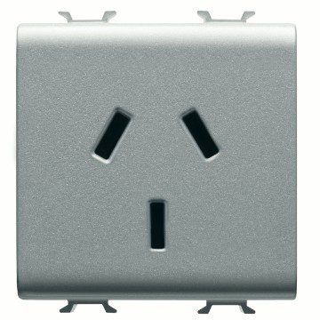 GEWISS GW14306, Australian Standard Socket Outlet 250V Ac, 2P+E 10A, 2 Modules, Titanium, Chorusmart