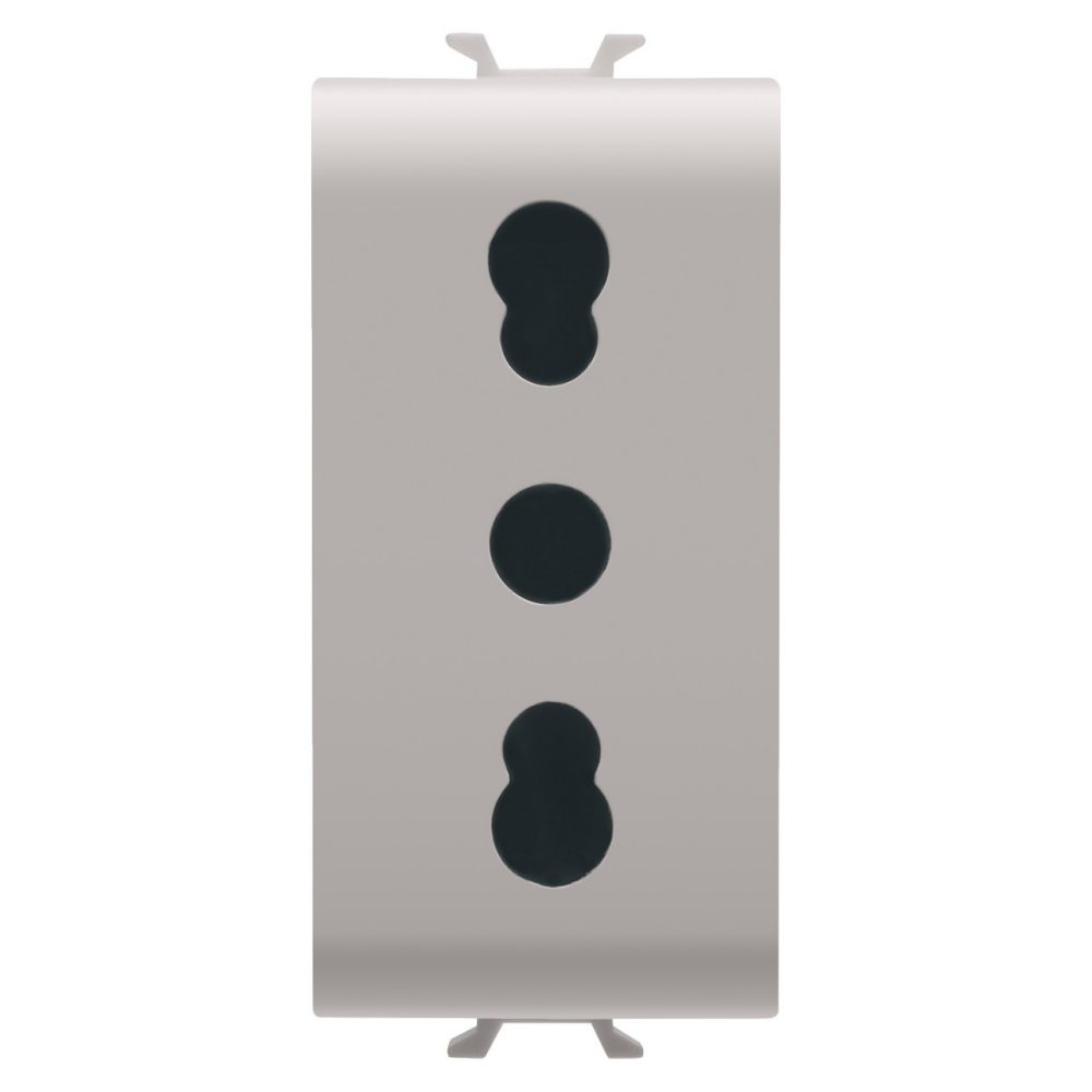 GEWISS GW13203, Italian Standard Socket Outlet 250V Ac, 2P+E 16A Dual Amperage, P11-P17, 1 Module, Natural Satin Beige, Chorusmart