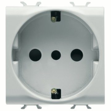GEWISS GW15205, Italian/german Standard Socket Outlet 250V Ac, 2P+E 16A, P30, 2 Modules, Satin White, Chorusmart
