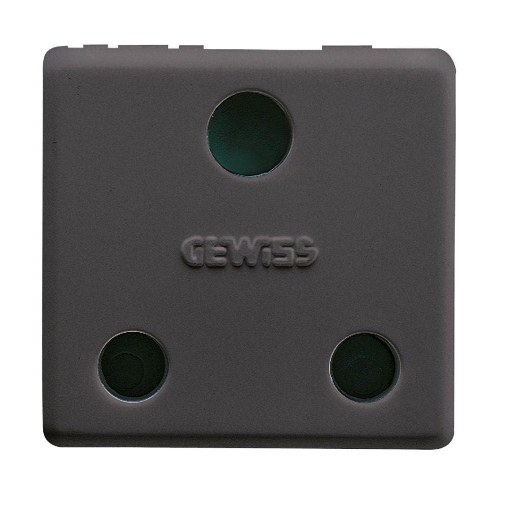 GEWISS GW21209, British Standard Socket Outlet 250V Ac, 2P+E 16A, 2 Modules, System Black