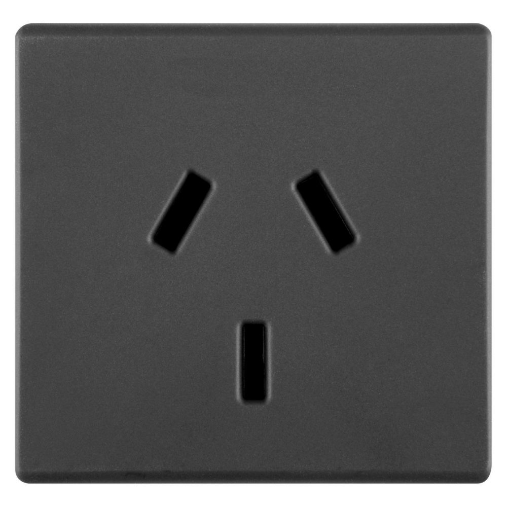GEWISS GW21248, Argentinian Standard Socket Outlet 250V Ac, 2P+E 10A, Flat Plug,  2 Modules, System Black