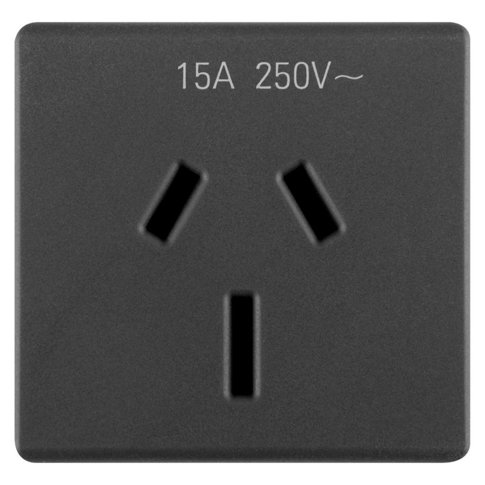 GEWISS GW21356, Priză standard austRALiană 250V c.a., 2P+E 15A, Fișă plată, 2 module, Sistem negru