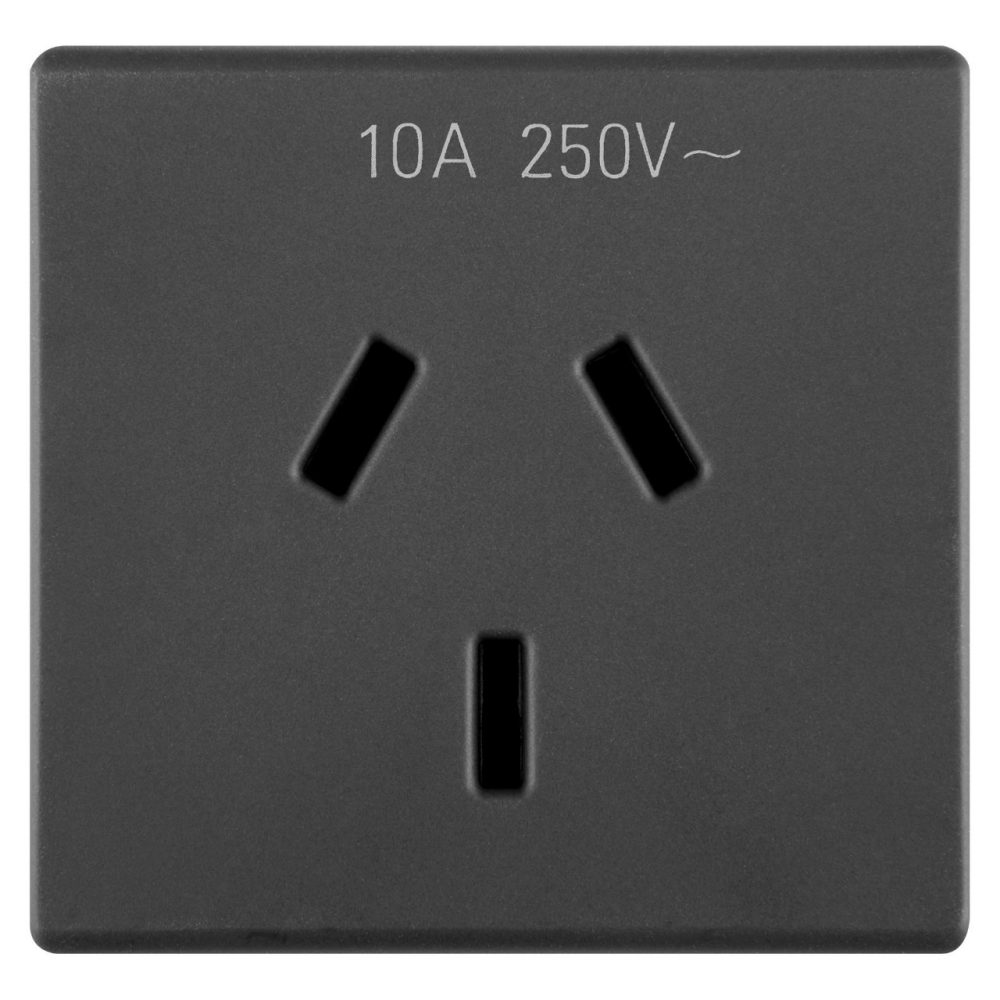 GEWISS GW21357, Priză standard austRALiană 250V c.a., 2P+E 10A, Fișă plată, 2 module, Sistem negru