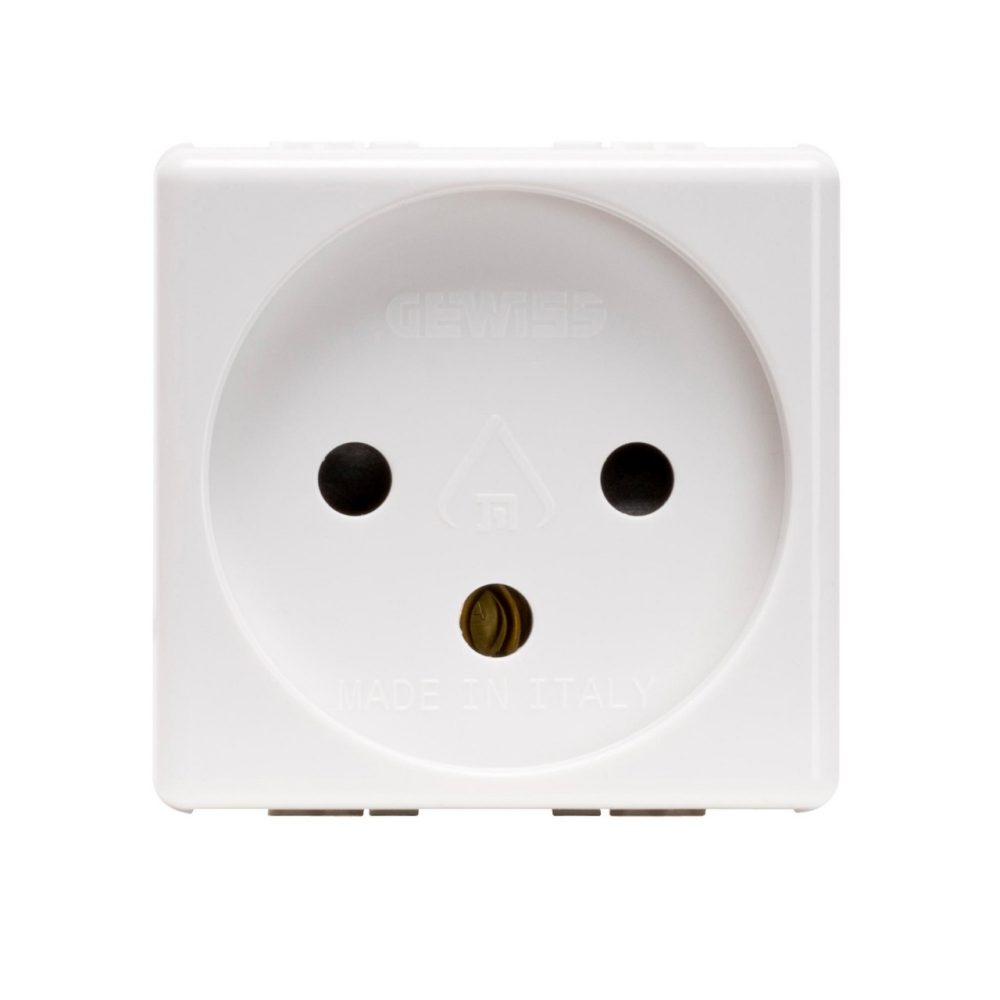 GEWISS GW20220, Israeli Standard Socket Outlet 250V Ac, 2P+E 16A, 2 Modules, System White