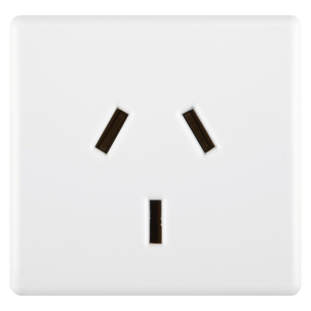 GEWISS GW20248, Argentinian Standard Socket Outlet 250V Ac, 2P+E 10A, Flat Plug,  2 Modules, System White