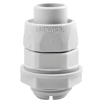 GEWISS DX54216, Straight Revolving Coupling Device Gas Pitch, Rdg, IP54, Sheath Ø 16mm, Grey Ral7035
