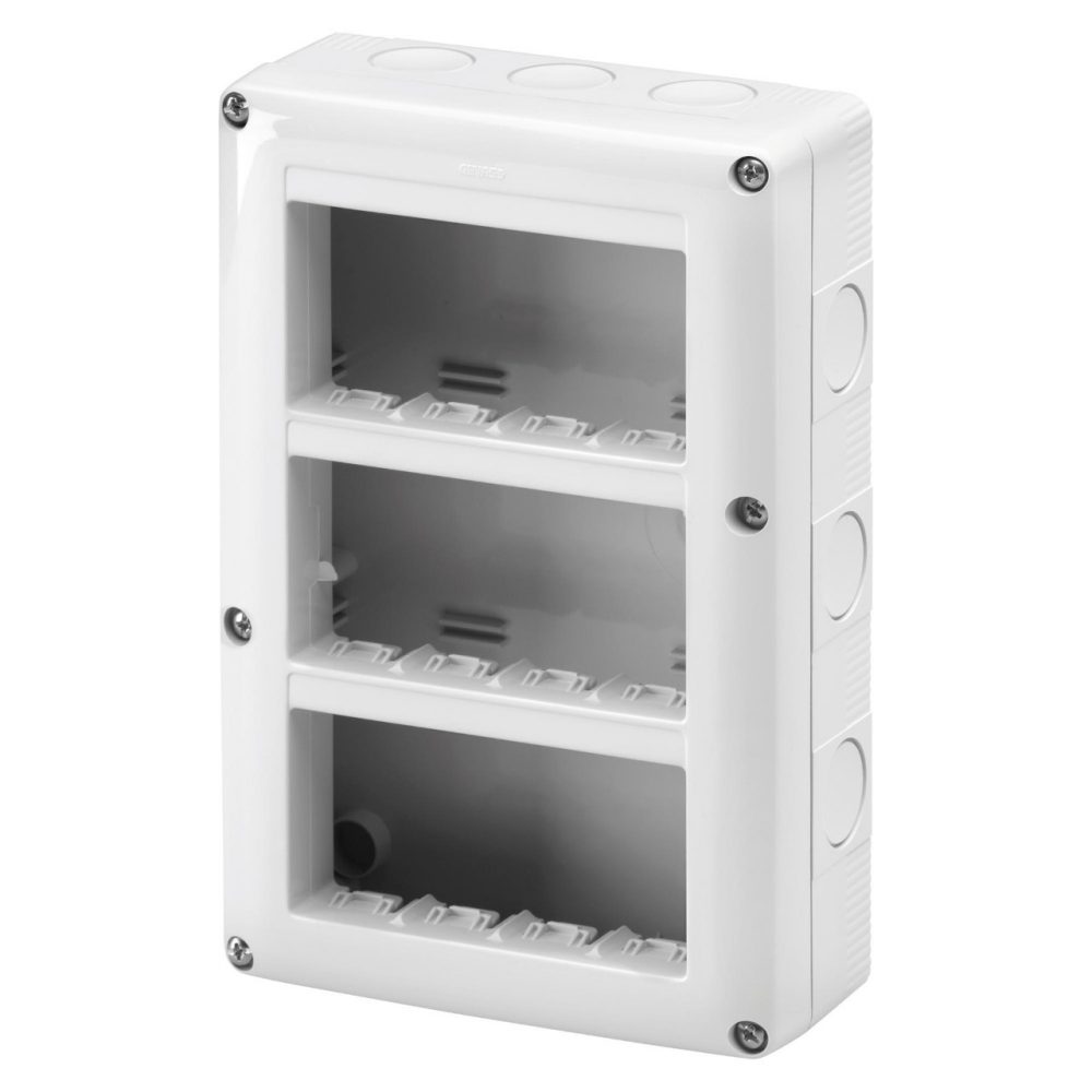 GEWISS GW27024, Protected Enclosure for System Devices, Vertical Multiple, 12 Gang, Module 4x3, Ral 7035 Grey, IP40