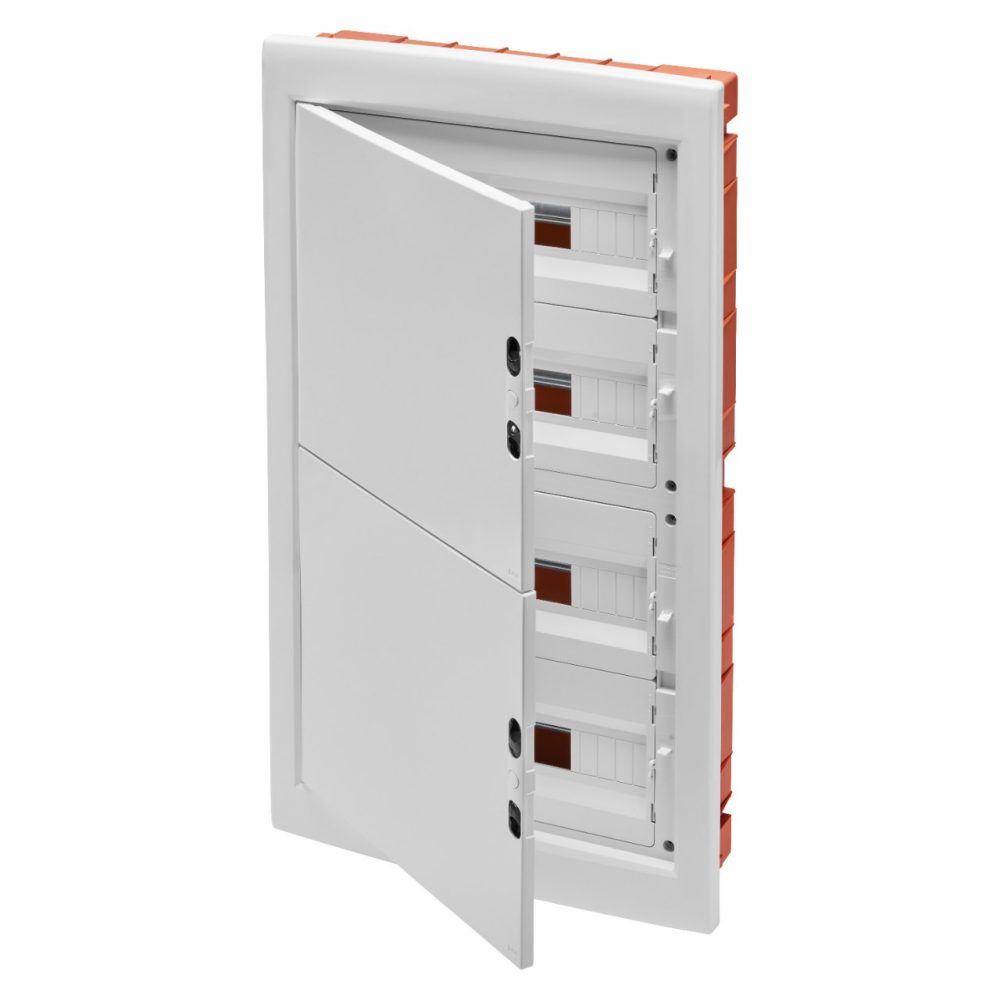 GEWISS GW40891BQ, Distribution Board, Panel with Window and Extractable Frame, Blank Door, Terminal Block N 4x[(3x16)+(17x10)] E 4x[(3x16)+(17x10)], 72m (18x4) IP40