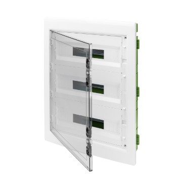 GEWISS GW40610PM, Distribution Board, Green Wall, for Mobile and Plasterboard Walls, with Smoked Window Panel and Extractable Frame,  54 (18x3) Modules IP40