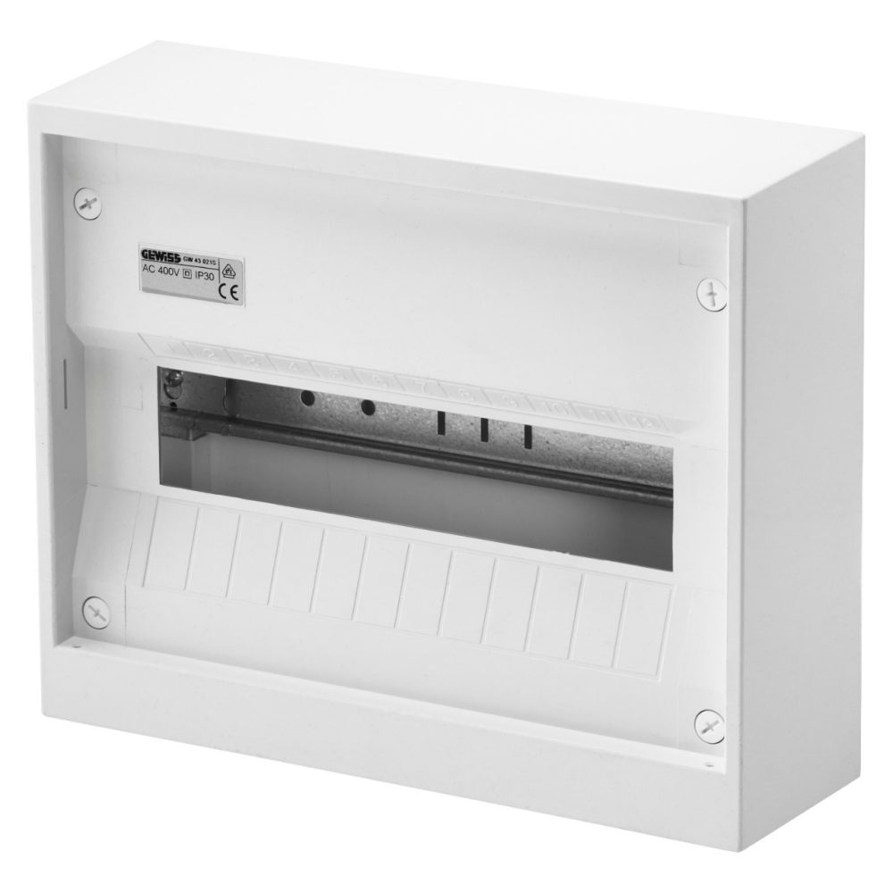 GEWISS GW43021S, Surface Mounting Enclosure, German Standard with Terminal Block, 12 Modules, Ip30