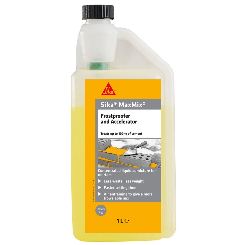 Sika MaxMix Frostproofer, Air Entraining Frostproofer and Accelerator, 1 L