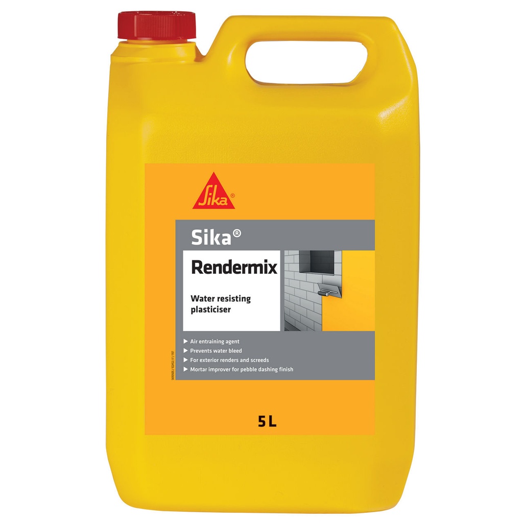 Sika Rendermix, Water Resisting Plasticiser for Renders and Screeds, 5 L