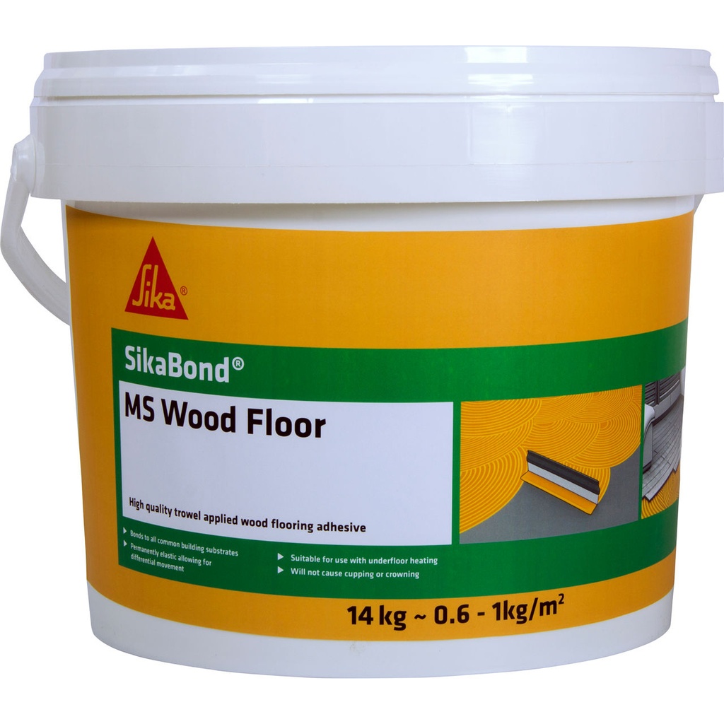 SikaBond MS Wood Floor, Solvent-Free Wood Floor Adhesive, Interior, Parquet brown, 14 kg