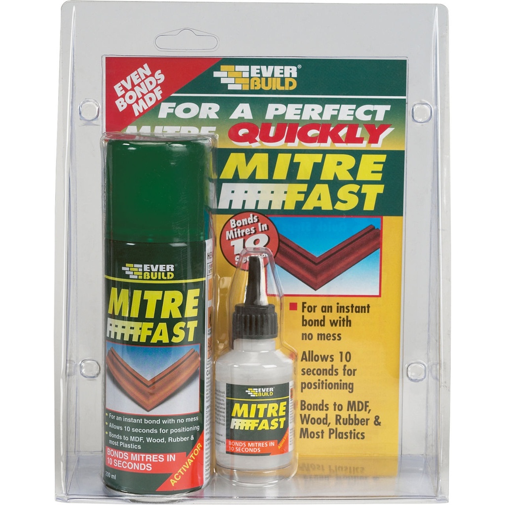 EVERBUILD MITRE FAST, 2-Part Instant Adhesive System, Interior, Clear