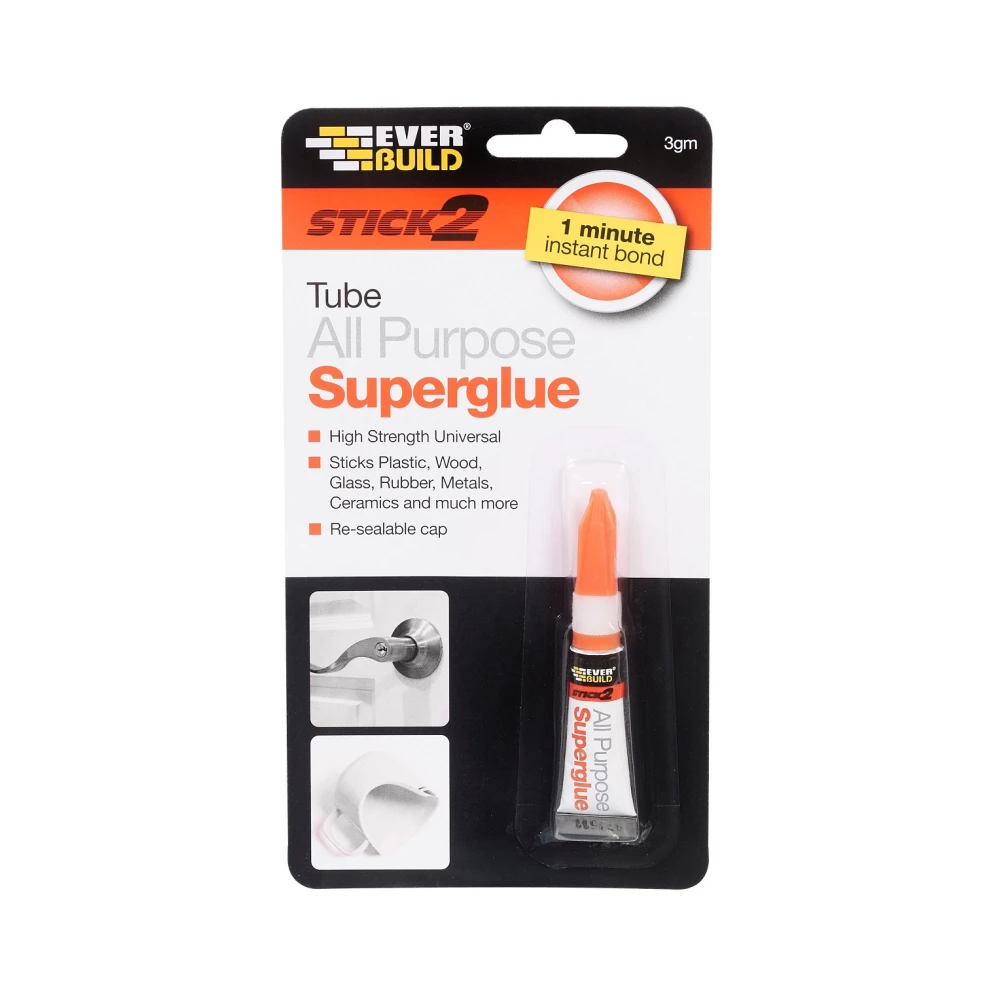 EVERBUILD STICK2 All Purpose Superglue, Fast Setting Superglue Multi-Surface Use, Interior, Clear