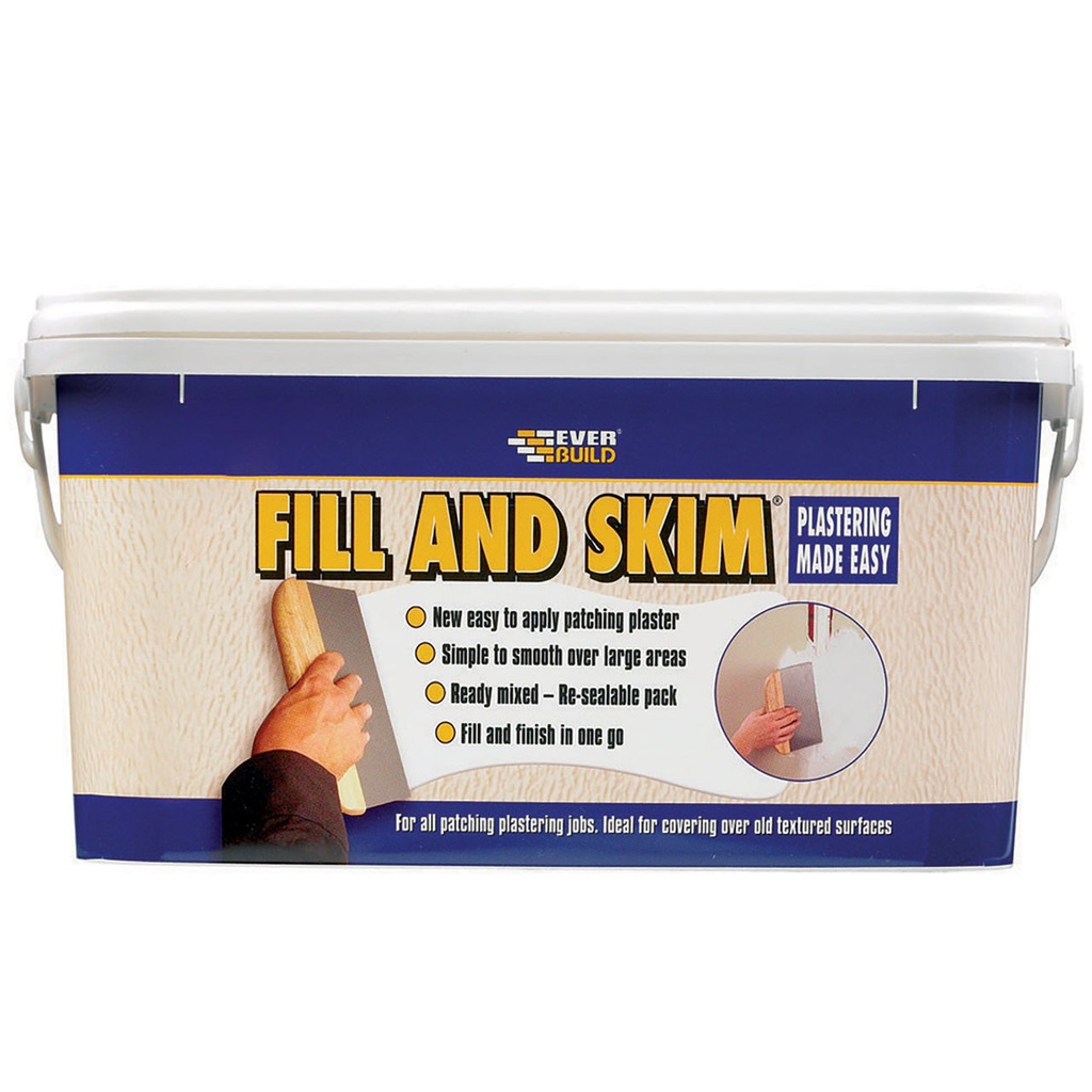 EVERBUILD FILL & SKIM, A ready mixed lightweight plaster for patching, Interior, White, 5 L