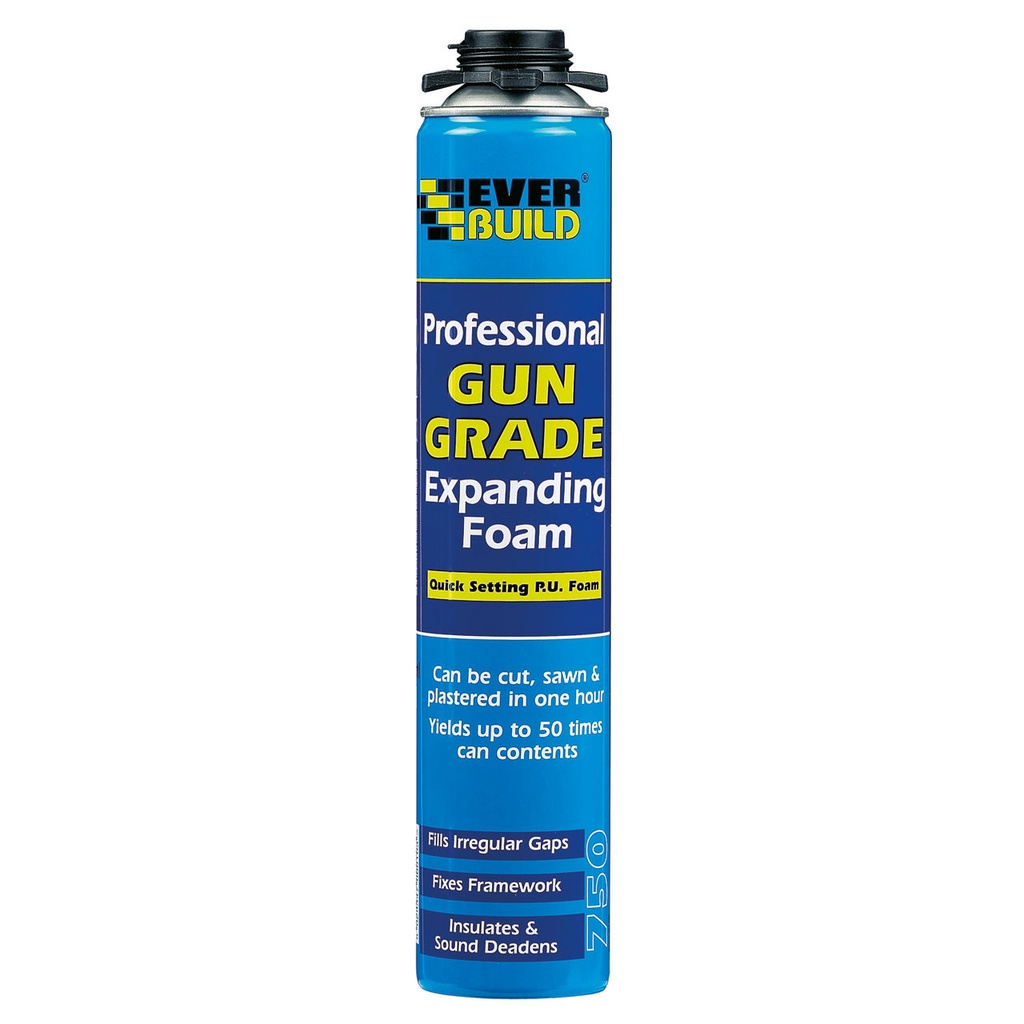 EVERBUILD Gun Grade Expanding Foam, quick setting polyurethane-based foam, Interior & Exterior, 750 ml