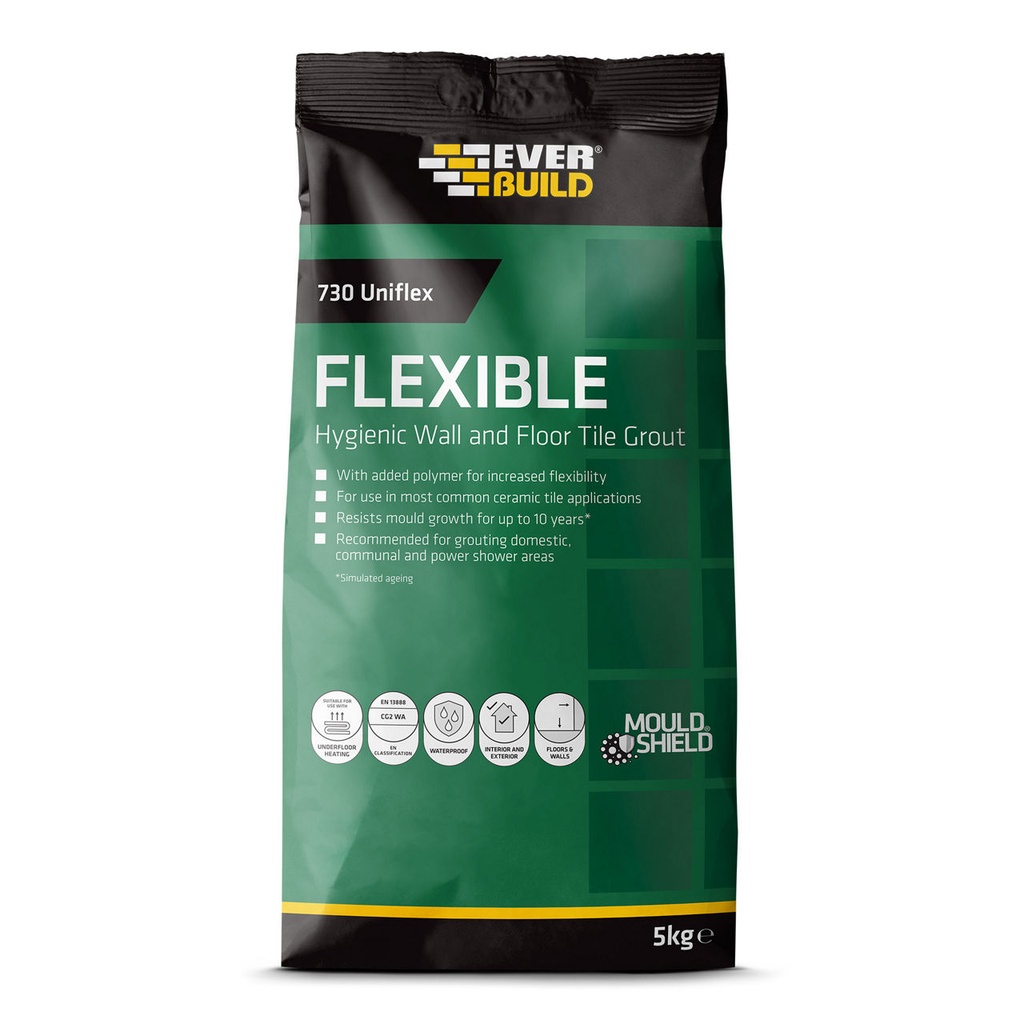 EVERBUILD 730 Uniflex Flexible, Wall & floor tile grout up to 15 mm, White, 2.5 kg