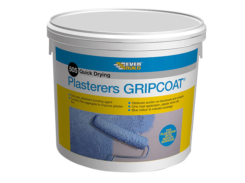 EVERBUILD 505 Plasterers GRIPCOAT, Bonding Primer for Plaster with Improved Adhesion, Interior, Blue, 10 L