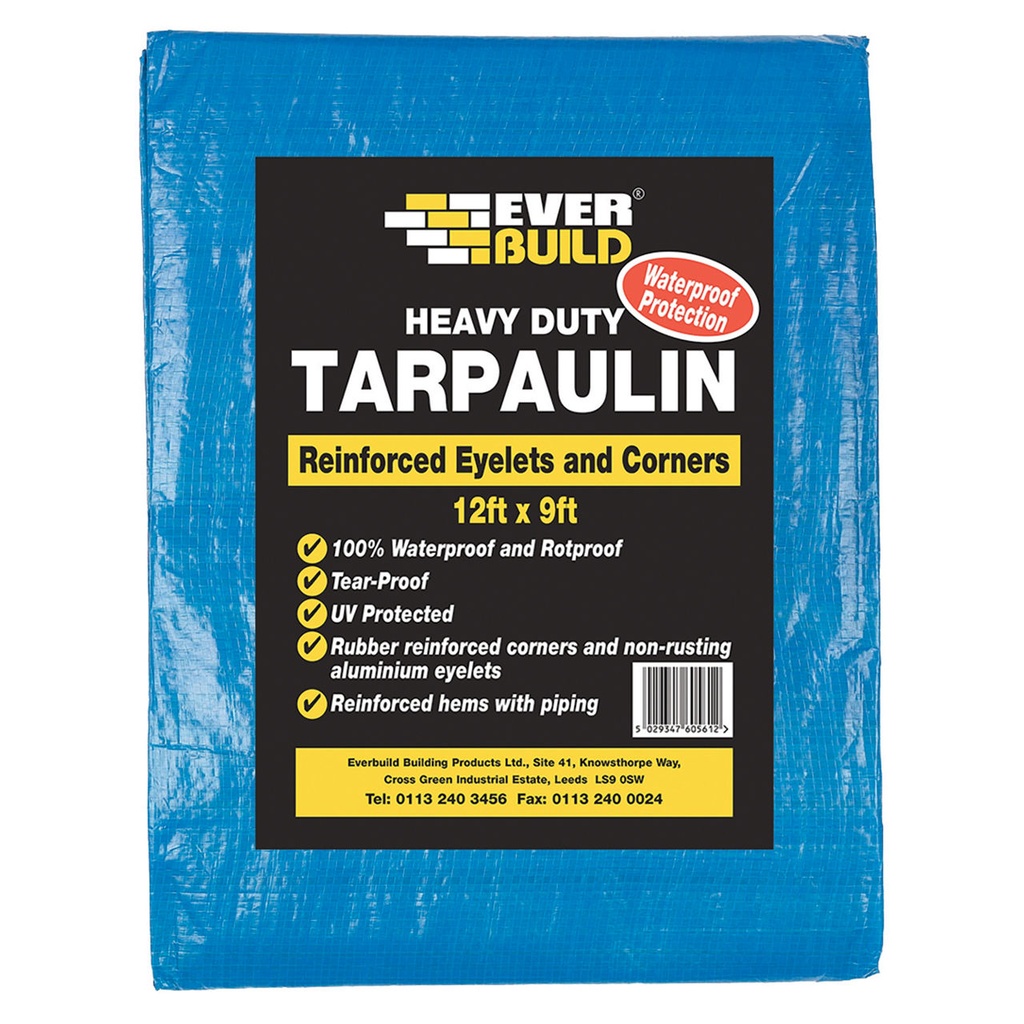 EVERBUILD HEAVY DUTY TARPAULIN, Waterproof Tear-Resistant Tarpaulin, Exterior, Blue