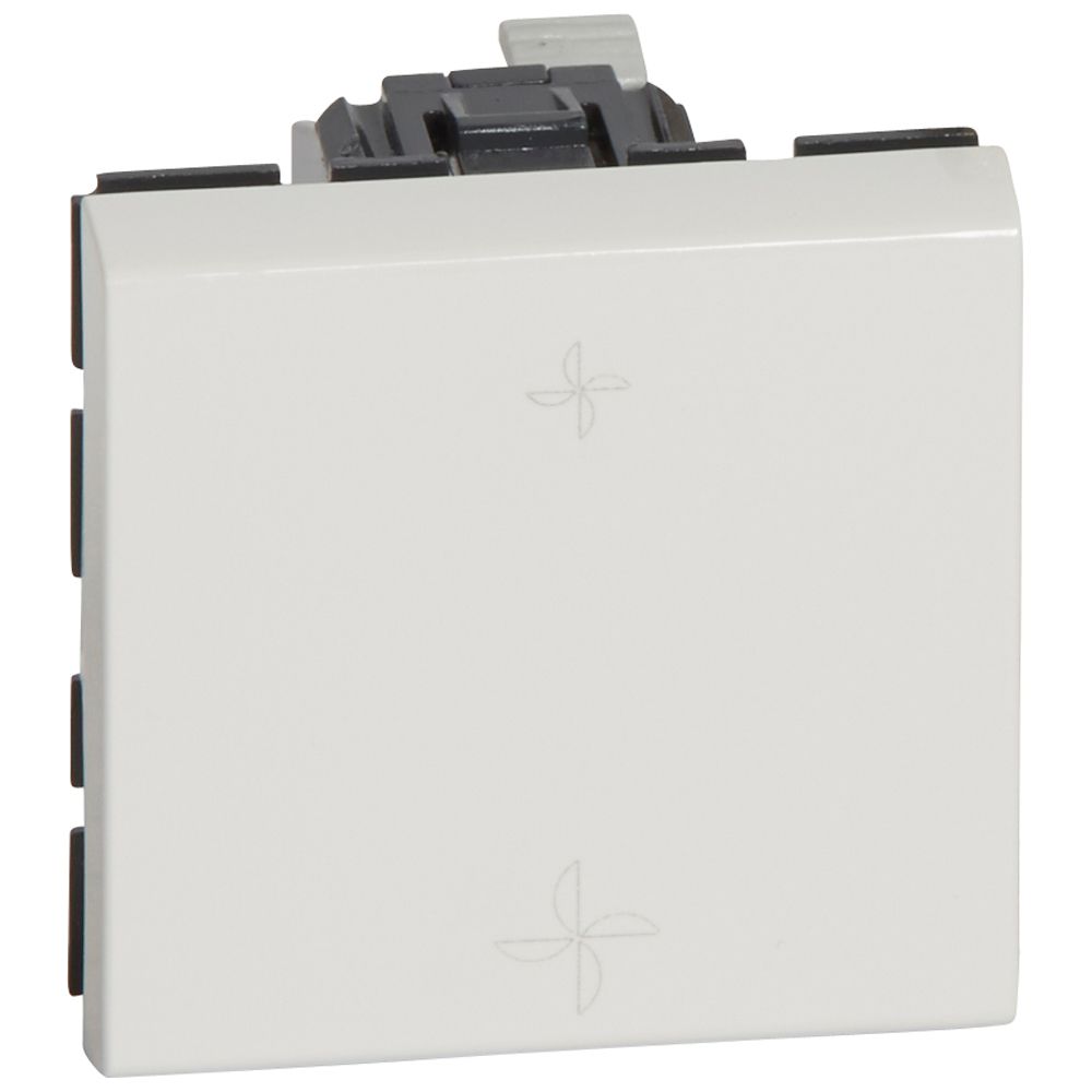 Legrand 077027, Intrerupator Cap scara Comanda Pentru Ventilatie, 2 Module, Alb Antimicrobian