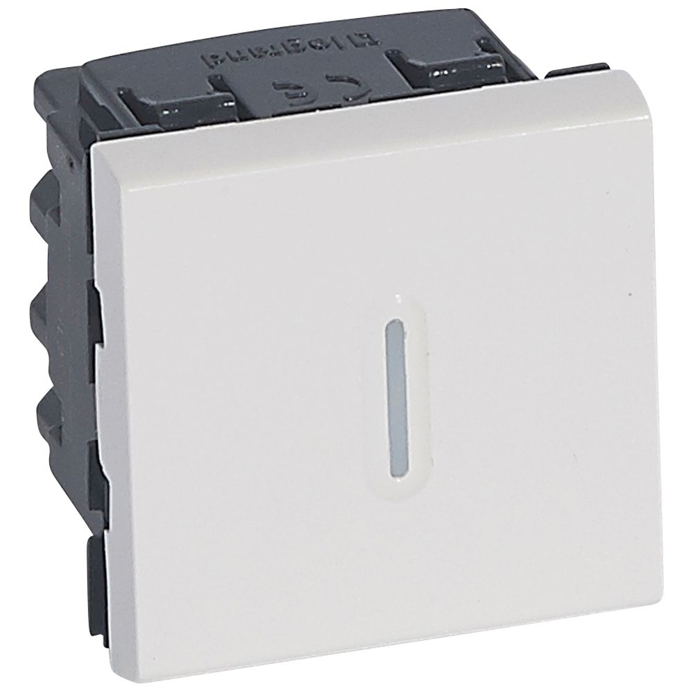 LEGRAND 077094, Mosaic Head Switch, with Led Indicator, 20 AX, 250 V, 2 Modules, White