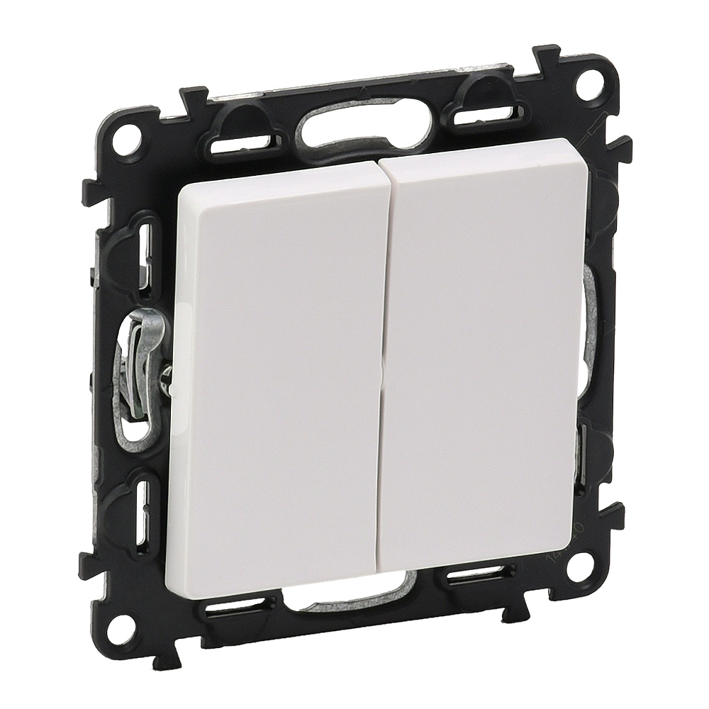 Legrand 752105, Intrerupator Dublu Valena Life, 10 AX, 250 V, Cu Placa, Alb