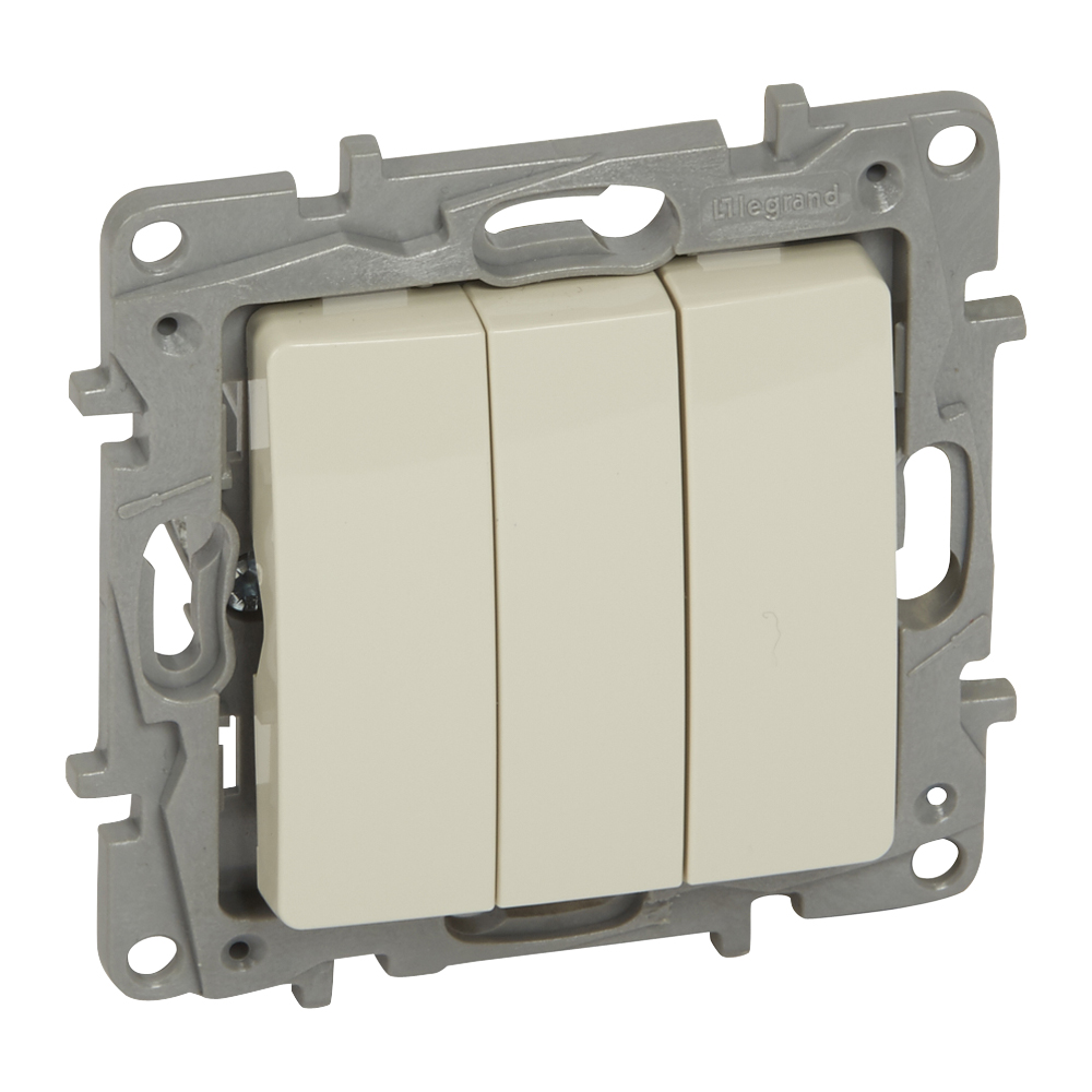 Legrand 764603, Intrerupator Niloé, Triplu, 10 AX, 250 V, Borne Cu Surub, Ivoar