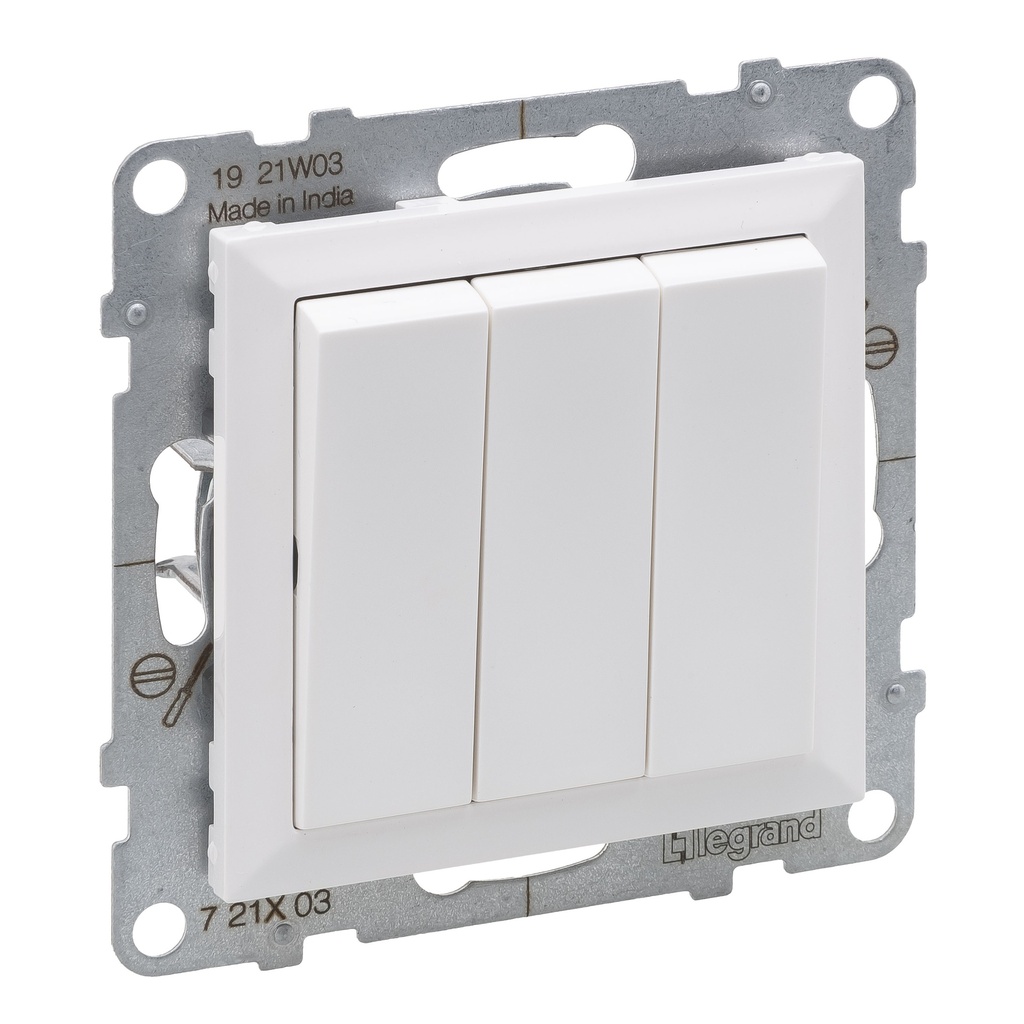 Legrand 721103, Intrerupator Triplu, 10AX, Term Surub, Alb