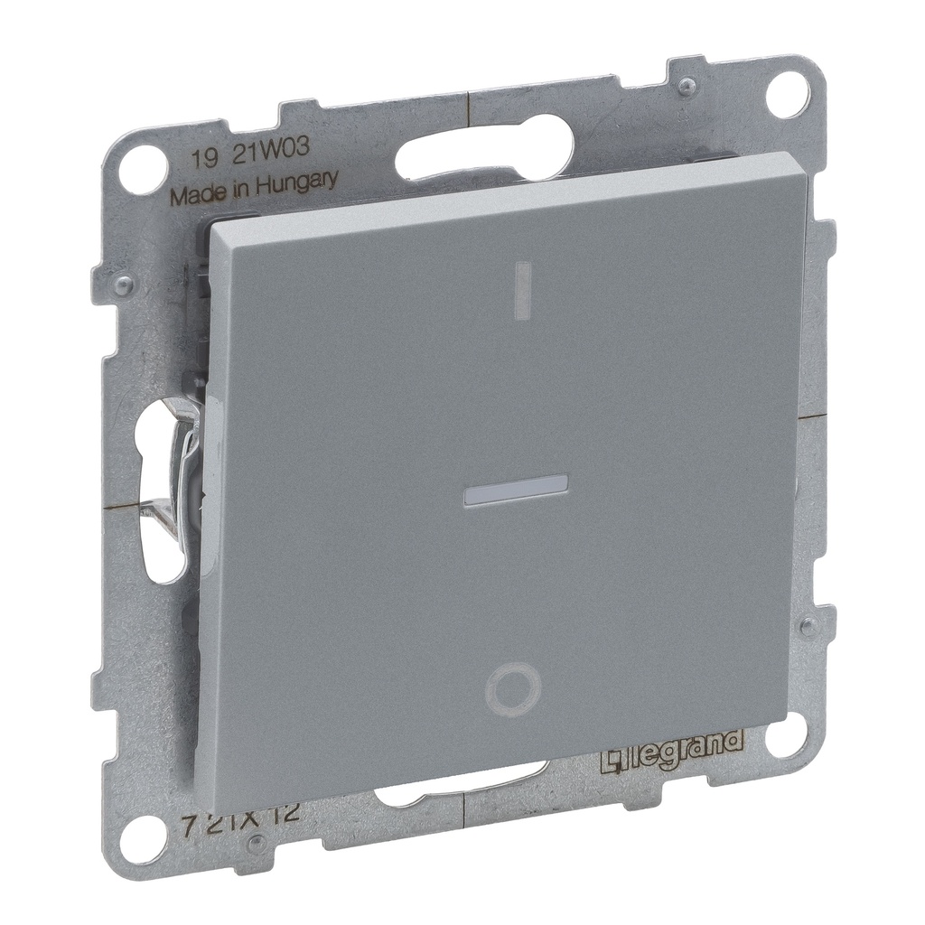 LEGRAND 721312, Bipolar Switch with Pilot Light, Alu