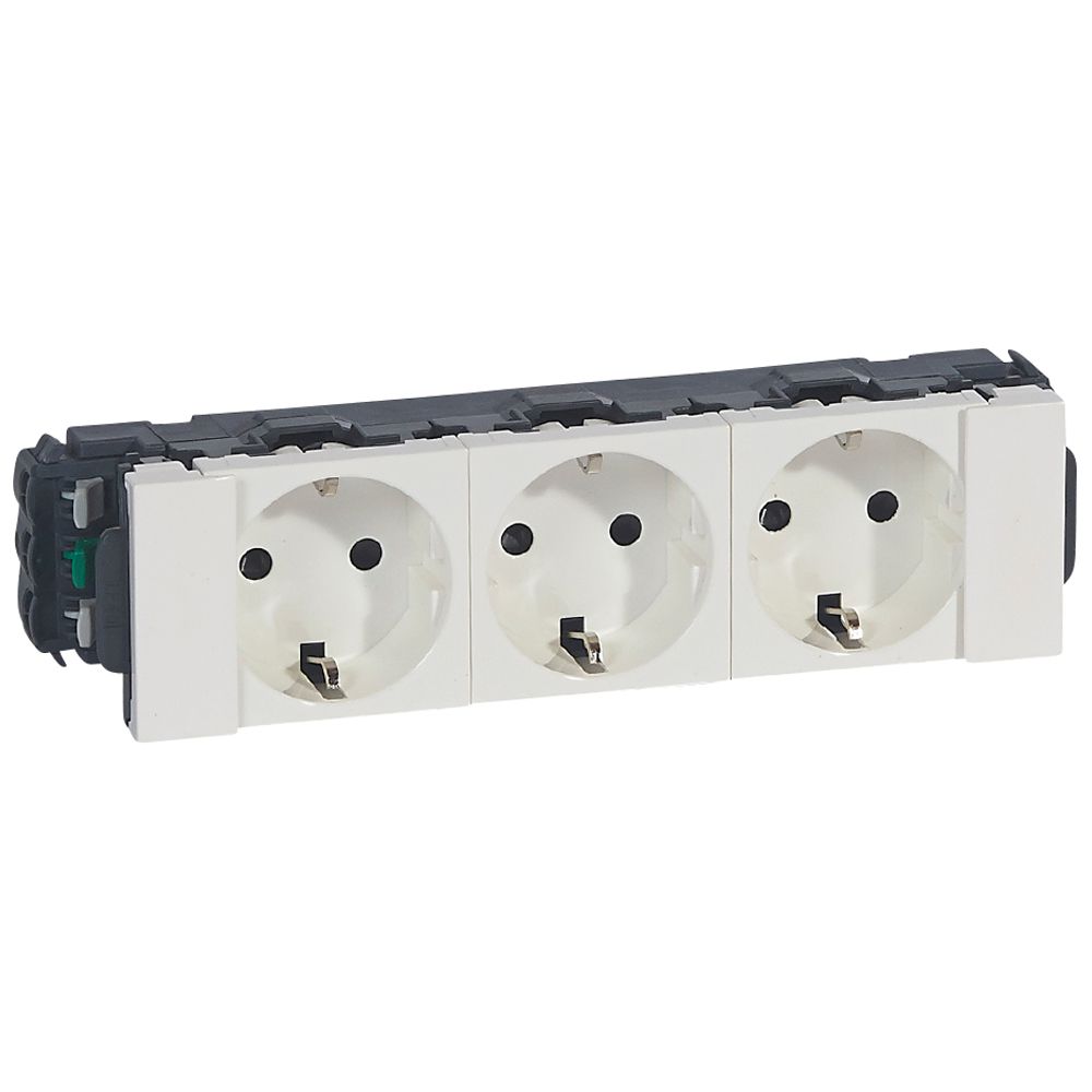 Legrand 077203, Priză Multiplă Mosaic 3 X 2P+E Pentru Grupări Cu Fixare Rapidă, Alb