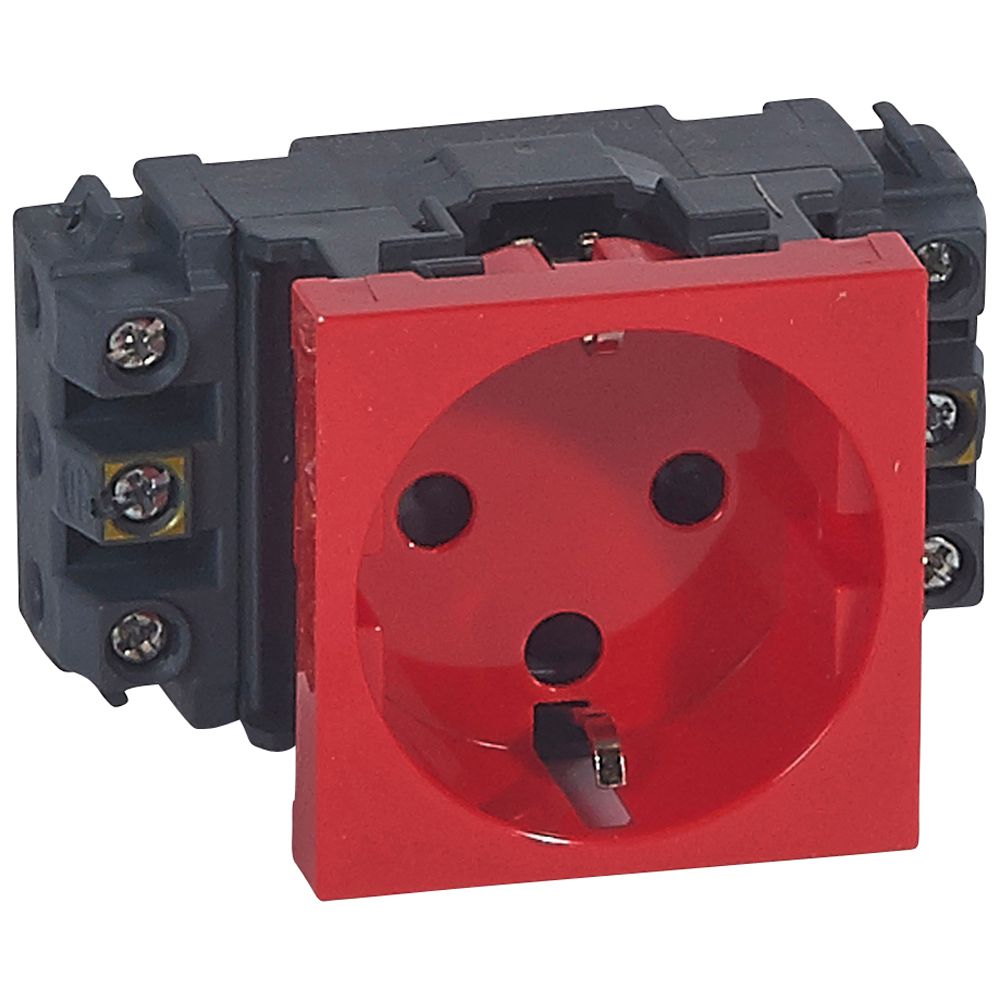 LEGRAND 077621, Mosaic Socket, 2P+E, Connection with Side Screw Terminals, Standard, with Protection Against Incorrect Operation