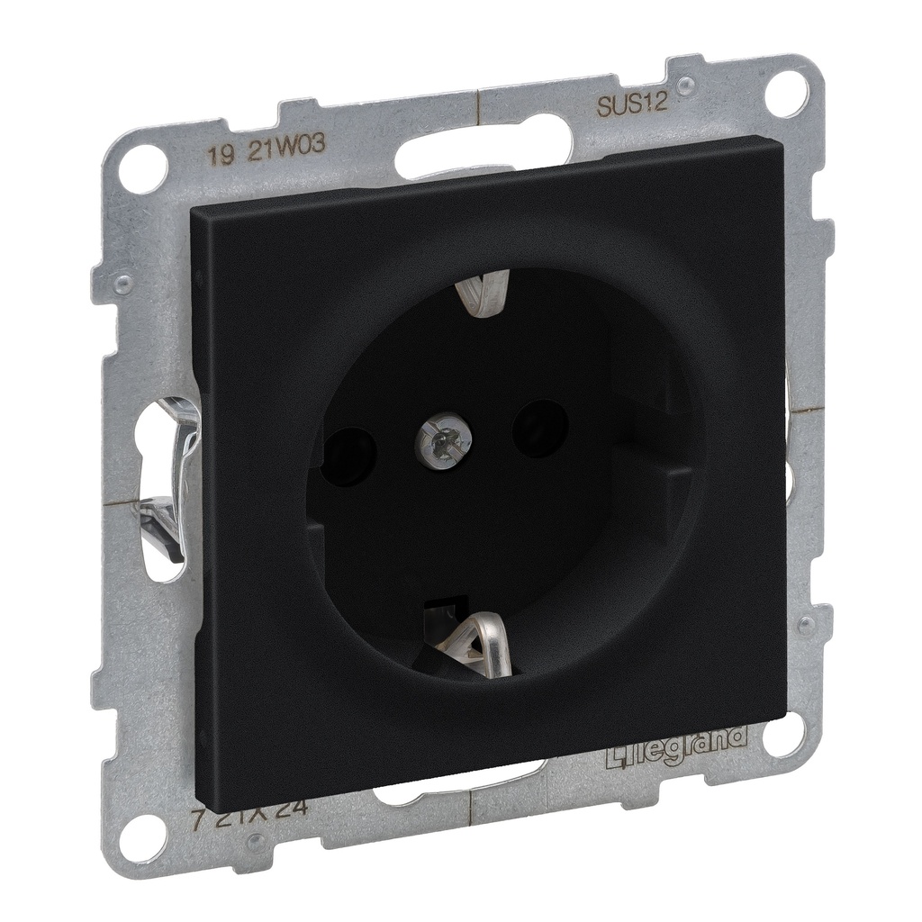 Legrand 721424, Priza 2P+T, Term Surub, Protecție Copii, Negru
